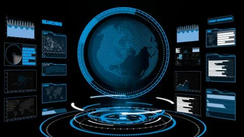 Futuristic user interface dashboard for big data analytic in information chart Stock Illustration