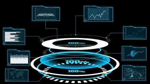 Futuristic user interface dashboard for big data analytic in information chart Stock Illustration