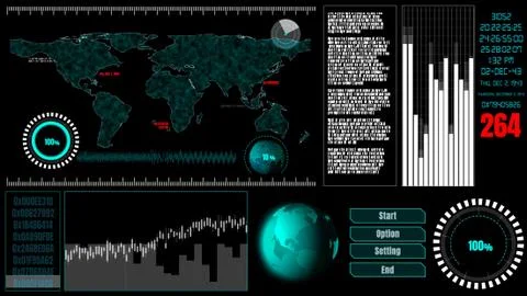 Futuristic user interface dashboard for big data analytic in information chart Stock Illustration