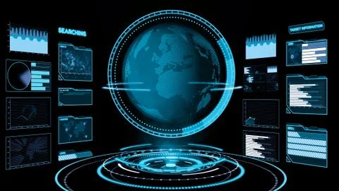 Futuristic user interface dashboard for big data analytic in information chart Illustrazione stock