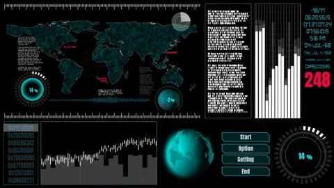 Futuristic user interface dashboard for big data analytic in information chart Stock Illustration