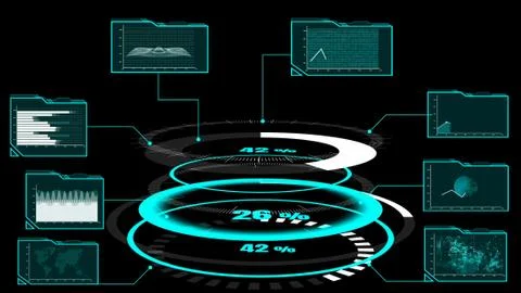 Futuristic user interface dashboard for big data analytic in information chart Illustrazione stock