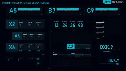Futuristic user interface design element set 01 Illustrazione stock