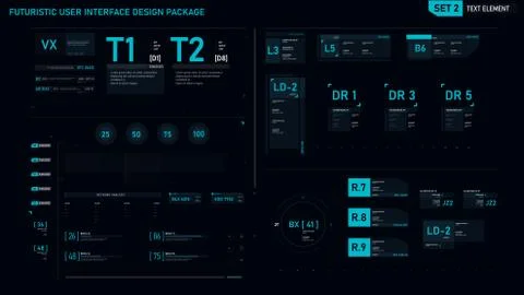 Futuristic user interface design element set 02 Illustrazione stock