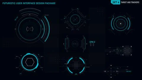 Futuristic user interface design element set 06 Illustrazione stock