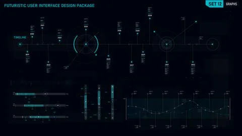 Futuristic user interface design element set 12 Illustrazione stock