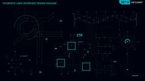 Futuristic user interface design element set 13 Illustrazione stock