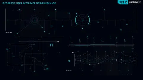 Futuristic user interface design element set 15 Illustrazione stock
