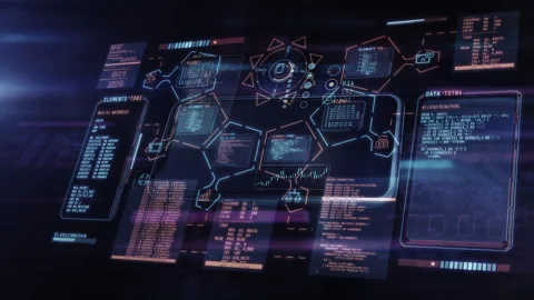 Futuristic user interface displaying digital data code Stock Footage 327840288