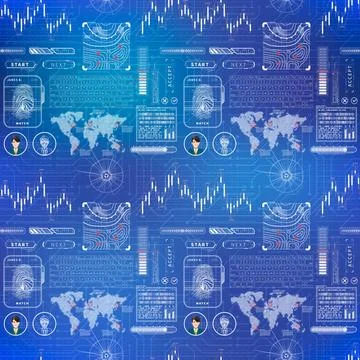 Futuristic user interface elements and charts concept, complicated seamles... Stock Photos