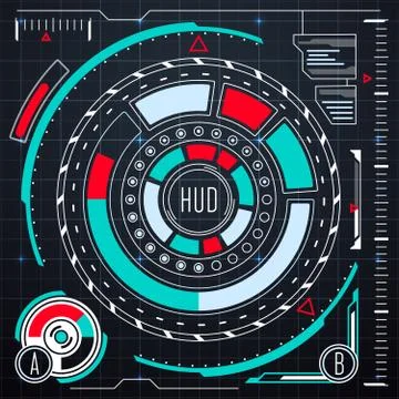Futuristic user interface elements vector set. HUD ui for virtual touch screen Stockillustratie