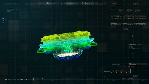 Futuristic user interface head up display Holographic electromagnetic Stock Footage 116597426