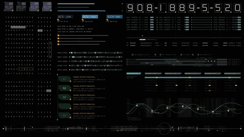 Futuristic User Interface Head Up Display Screen Elements Stock Footage 198294392