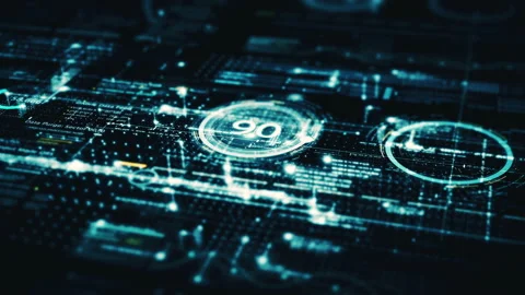 Futuristic User Interface Head Up Display Screen Elements Vídeo Stock 203885991