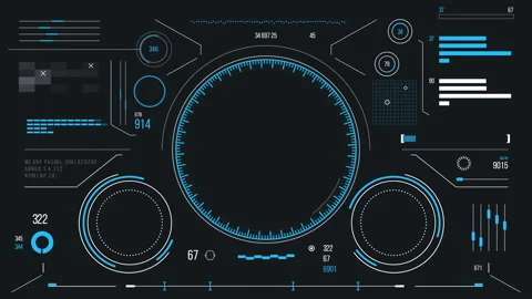 Futuristic user interface with HUD and infographic elements. Stock Footage 89646578