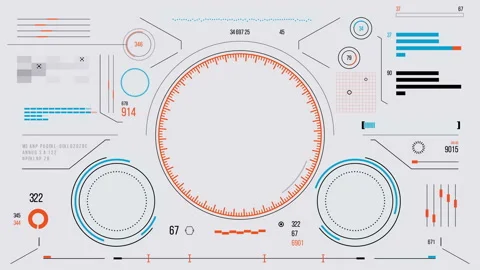 Futuristic user interface with HUD and infographic elements. Stock Footage 89648351