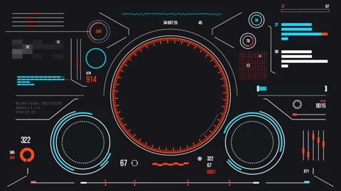 Futuristic user interface with HUD and infographic elements. Stock Footage 89648489