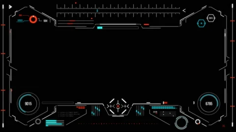 Futuristic user interface with HUD and infographic elements. Stock Footage 89648894
