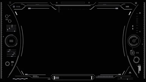 Futuristic user interface with HUD and infographic elements. Stock Footage 89776907