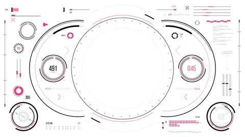 Futuristic user interface with HUD and infographic elements. Stock Footage 89942669