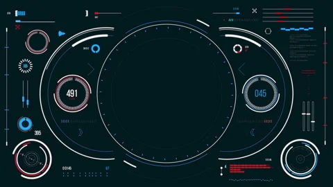 Futuristic user interface with HUD and infographic elements. Stock Footage 89943496