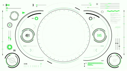 Futuristic user interface with HUD and infographic elements. Stock Footage 89943572