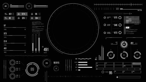 Futuristic user interface with HUD and infographic elements. Stock-Footage 93924845