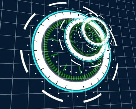 Futuristic user interface with HUD on a colorful background. Illustrazione stock