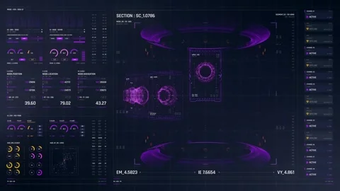 Futuristic User Interface Hud Gui Video and data processing Stock Footage 289067654