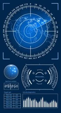 Futuristic user interface HUD tech elements for game creation or footage overlay Stock Illustration