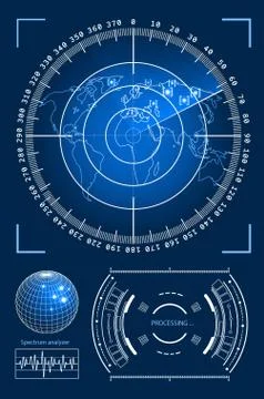 Futuristic user interface HUD tech elements for game creation or footage overlay Stockillustratie