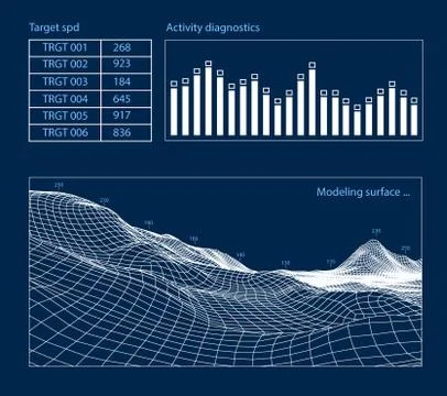 Futuristic user interface HUD tech elements for game creation or footage overlay Illustrazione stock