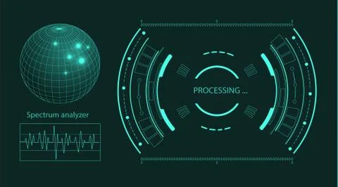 Futuristic user interface HUD tech elements for game creation or footage overlay Stock Illustration