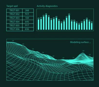 Futuristic user interface HUD tech elements for game creation or footage overlay Stock Illustration