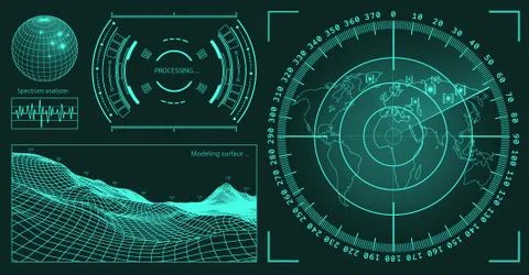 Futuristic user interface HUD tech elements for game creation or footage overlay Stock-Illustration
