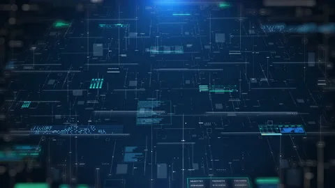 Futuristic user interface infographic with digital hologram information display. Stock Footage 228940958