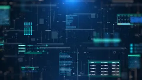 Futuristic user interface infographic with digital hologram information. Illustrazione stock