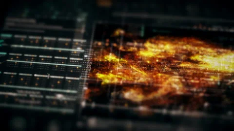 Futuristic User Interface Particles Head Up Display Screen Elements Stock Footage 201736149