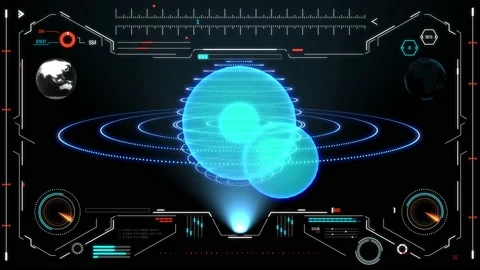 Futuristic user interface with space planet. HUD elements. Stock Footage