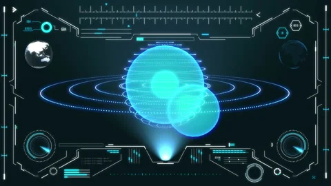 Futuristic user interface with space planet. HUD elements. Stock Footage 126963204