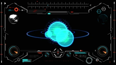 Futuristic user interface with space planet. HUD elements. Stock Footage 126964811