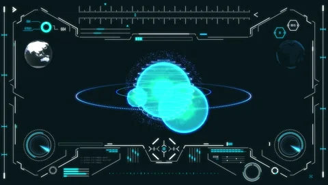 Futuristic user interface with space planet. HUD elements. Stock Footage 126964900
