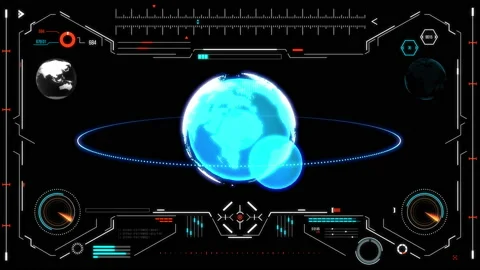 Futuristic user interface with space planet. HUD elements. Stock Footage 126964981