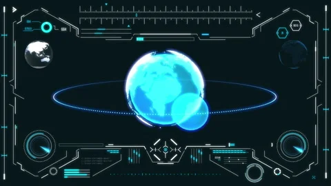 Futuristic user interface with space planet. HUD elements. Stock Footage 126965143