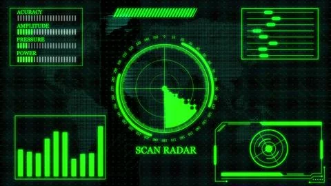 Futuristic User Interface Technological Background radar screen with target.. Stock Illustration