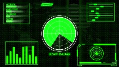 Futuristic User Interface Technological Background radar screen with target.. Illustrazione stock
