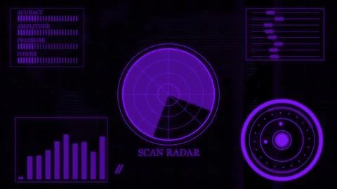 Futuristic User Interface Technological Background radar screen with target.. 库存插图