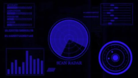Futuristic User Interface Technological Background radar screen with target.. Illustrazione stock