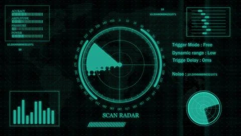 Futuristic User Interface Technological Background radar screen with target.. Illustrazione stock