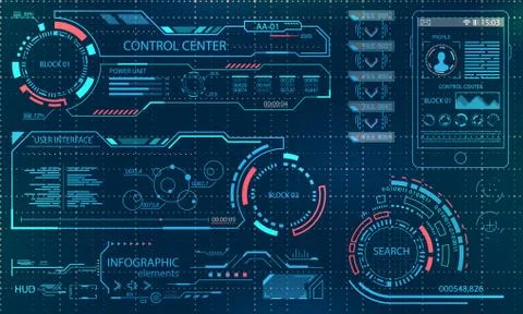 Futuristic User Interface. Virtual Graphic Touch UI for VR. HUD Infographic Stock Illustration